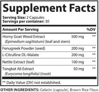 EndoPump Supplement Facts